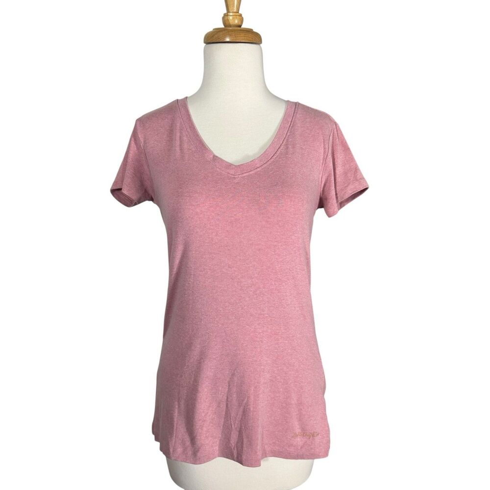 Noble Outfitters Pink Tug Free Short Sleeve V Neck Tee Womens Sz S